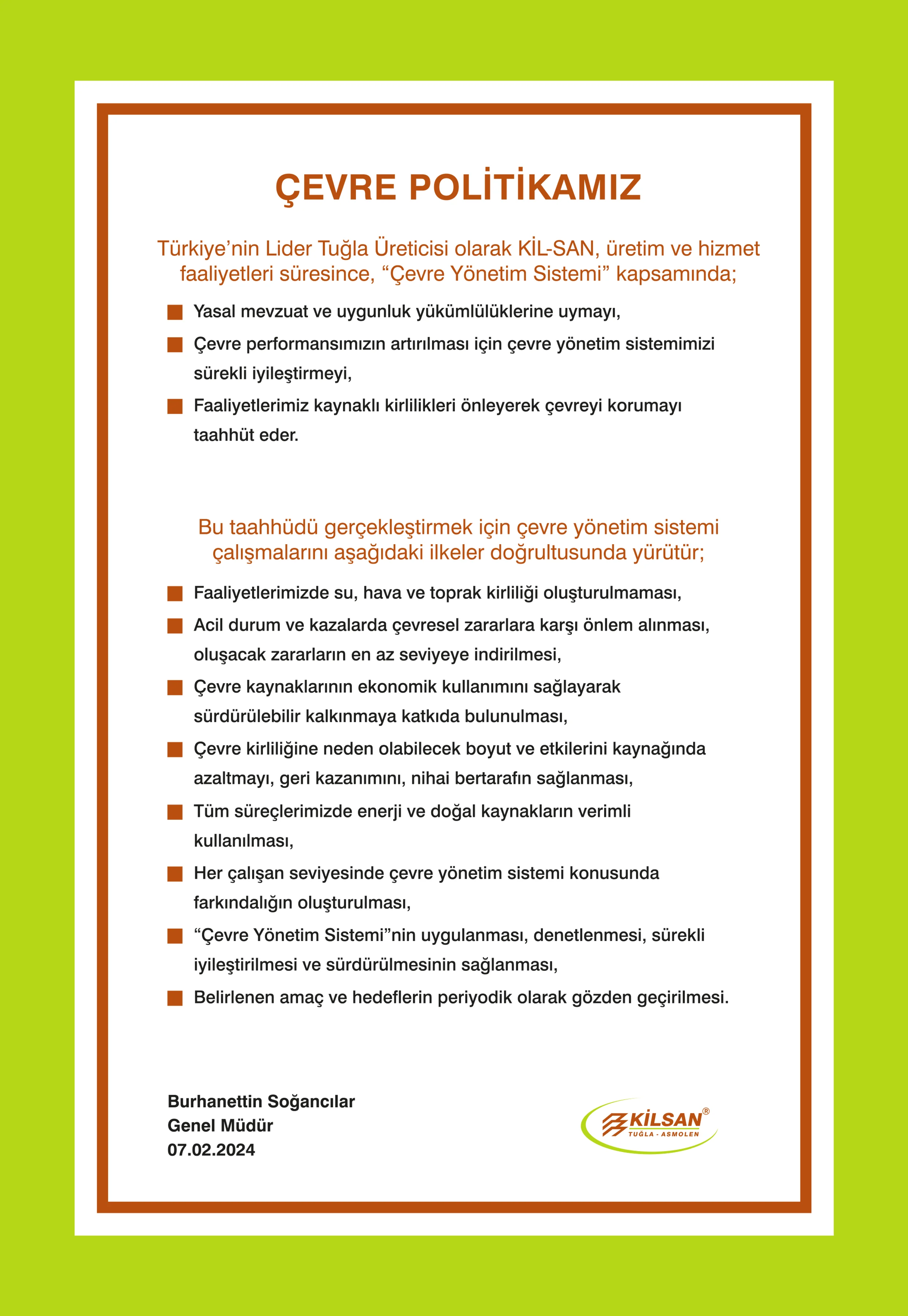 Çevre Politikamız